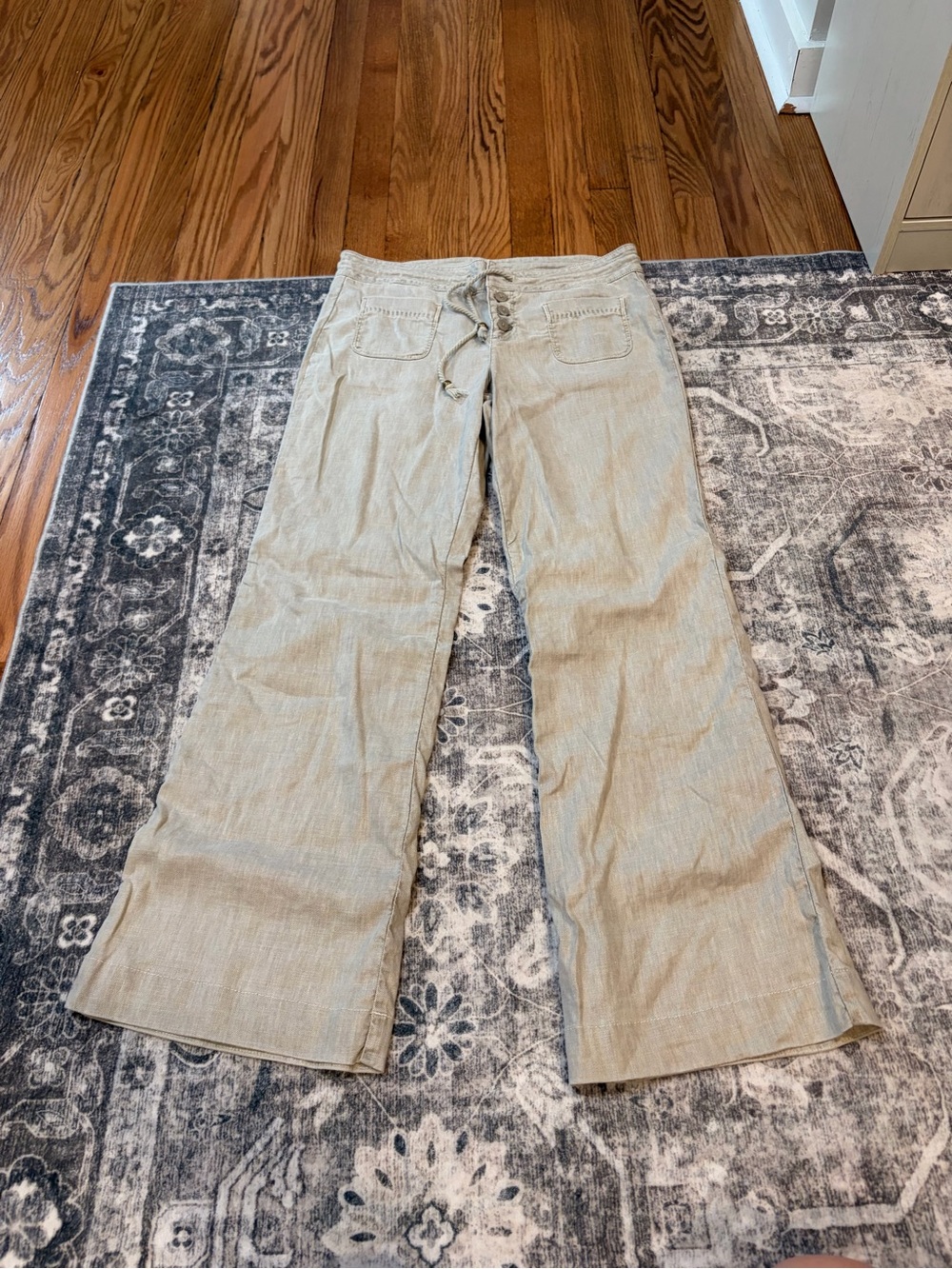 Level 99 linen blend Wide Leg Pants in Light Grey/beige